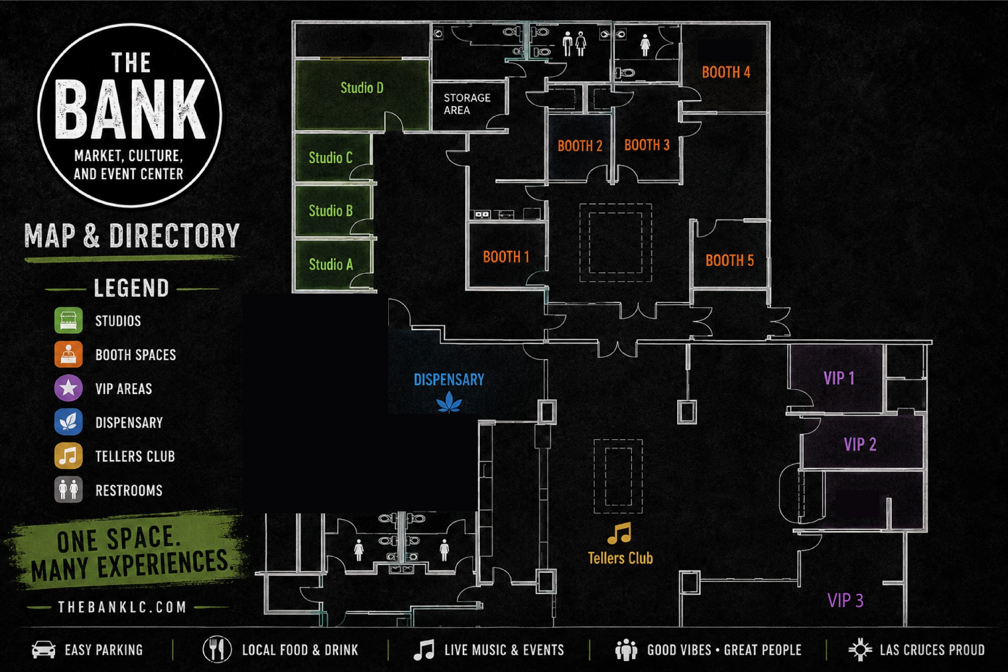 TheBank rooms map and directory